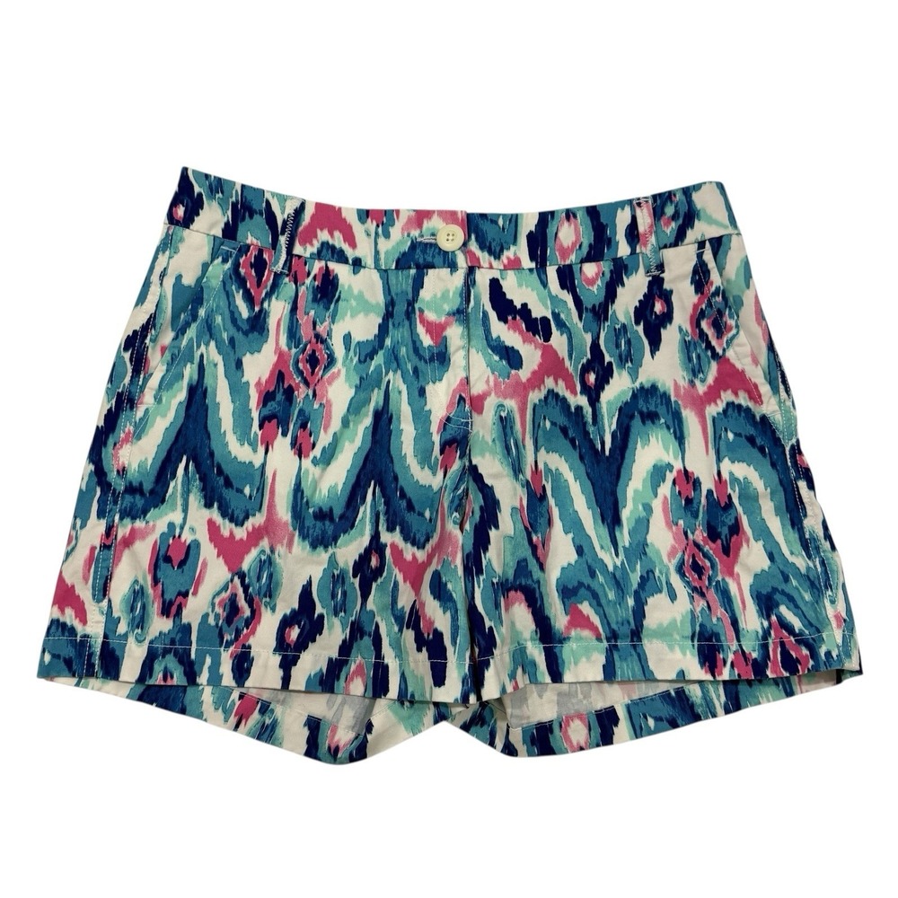 Crown & Ivy CAROLINE Multicolor Chino Flat Front Shorts Sz 8 Cotton Stretch
